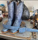 Snapping Turtle Size 12E Boots + Belt  , Blue Jean Square Toe ,,Boot Collectors