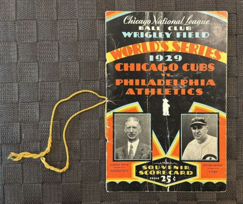 New Listing1929 World Series Scorecard Chicago Cubs Athletics Game 1 Signed Nick Altrock