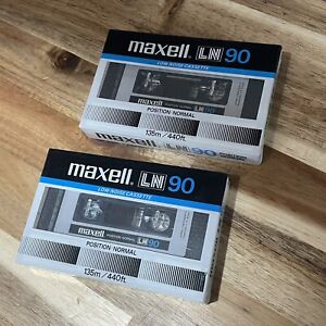 Maxell LN 90 Low Noise Cassette Tapes Lot of 2 New Sealed Old Stock Vintage