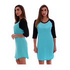 Womens Sleepwear Cotton Round Neck Nightdress 3/4 Sleeve Nightgown Sleepshirt