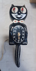 Vintage 1960s Kit Cat Klock Wall Clock Jeweled Black with Box, Works