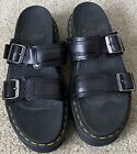 Dr Martens Myles Slide Sandals Size Women 7 Men 6 Black Brando Leather Strap.