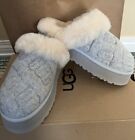 NEW WOMENS SIZE 7 GREY UGG DISQUETTE FELTED SHEEPSKIN SLIPPERS 1143986