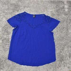 Torrid Women's Plus Size 1 Blouse Top Short Sleeve Blue Solid Polyester Crew Nec