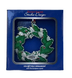 Regent Square Studio Design 2021 Wreath Collectible Ornament W/European Crystal