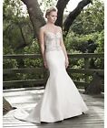 WILLOW CASABLANCA BRIDAL Dress WEDDING Ivory Beaded Mermaid Strapless Size 10