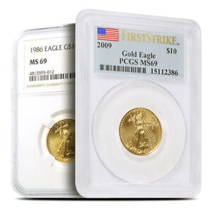 1/4 oz American Gold Eagle Coin MS69 (Random Year, Varied Label, PCGS or NGC)