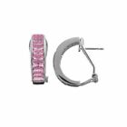 Sterling Silver Pink CZ Hoop Earrings