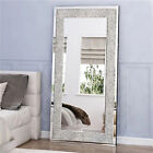 Wall Hanging Rectangle Gorgeous Silver Mirror Crush Crystal Diamond Decor Mirror