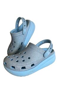 Crocs Glitter Cutie Clog Child Blue Size J3 Elevated Flatform Sole