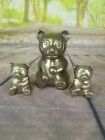 Teddy Bear Brass Plated 3 Lot Mini Set