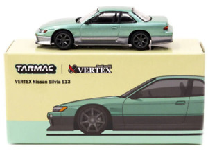Tarmac Works GLOBAL64 Green/Grey VERTEX Nissan Silvia S13 1:64 Scale Diecast Car