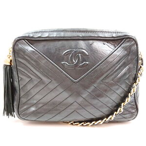 Chanel Shoulder Bag V Stitch Black Lamb Skin 1545349