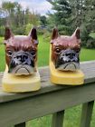 Vintage Pair Boxer Dog Ceramic Bookends Made in Japan Dog Decor Boxer Head Bust