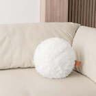 Plush Ball Alpaca Fleece Throw Pillow Decorative Couch Pillow, Off White, 1 Pack
