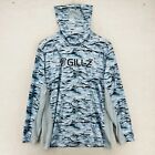 GILLZ Fishing Shirt Mens M Pro Strike UV Vented Moisture Wicking Sea Print Blue