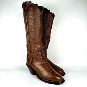 Vintage Justin Boots Men's Brown Tall Riding Workwear Cowboy Western Boots Sz8D