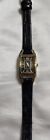 Ladies Black And Gold Watch.  Black Band And Face.  Gold Metal