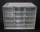 Vintage Akro Mils GRAY Plastic 15 Drawer Parts Cabinet Small Parts Organizer guc