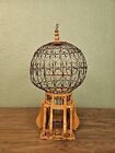 Antique Victorian Style Bird Cage Wood and Wire Sphere Hot Air Balloon 24x13