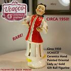 Circa 1950 UCAGCO Ceramics Hand Painted Oriental Lady w/ Gold Gilt Ball Figurine