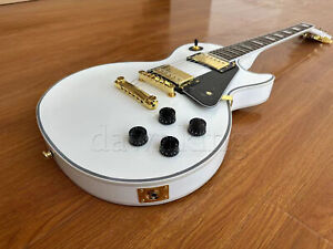 Customized classic white electric guitar with 22 gold accessories in stock