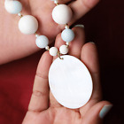 QVC Lee Sands Gemstone & White Coral Necklace w/ Shell Pendant Pre-owned Jewelry