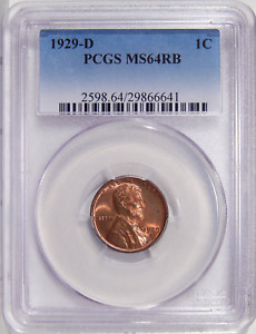 1929-D 1c PCGS MS 64 RB ~ NEAR GEM LINCOLN CENT LOOKS FULLL RED