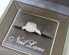 Neil Lane 14K White Gold Halo Diamond Ring - 4.30 gms, Sz 8, 1.0 ct Original Box