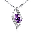 Real 925 Sterling Silver Pendant Necklace Simulated Amethyst Oval Cut Her Gifts