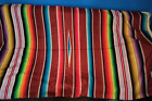 Vintage Mexican Serape Blanket Woven Stripes Southwest Fringe 46