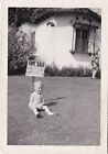 VINTAGE PHOTO - ADORABLE TODDLER SITTING ON LAWN IN FRONT OF 