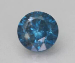 Cert 0.79 Carat Vivid Blue SI2 Round Brilliant Enhanced Natural Diamond 5.67mm