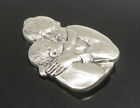 MFA 925 Sterling Silver - Vintage Shiny Mother & Child Hug Brooch Pin - BP9075