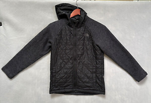 The North Face Jacket Boys Medium 10-12 Black Full Zip Quilted Hooded Outdoors