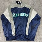 VINTAGE Seattle Mariners Jacket Mens L Blue Embroidered Logo MLB Coat Majestic