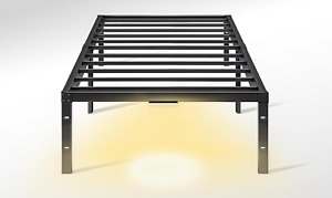 New Listing14 Inch Twin XL Bed Frame, Metal Platform Single Bed Frame with Storage No Box S