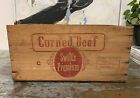 Vintage SWIFTS PREMIUM CORN BEEF- Argentina Wood Wooden Shipping Crate Box 15.5”