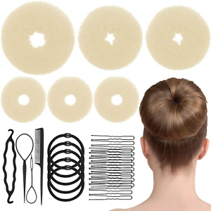 Hair Bun Maker Set 6 PCS, Ring Style Hair Bun Donut