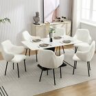 Mid-Century Modern Dining Chairs Set of 6, Comfy Sherpa Armless Side Chair
