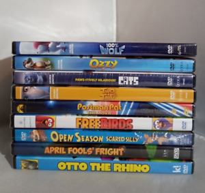 Lot of 9 Animated Kids DVD Movies - 100% Wolf Ozzy Cats Two Tails - New Sealed
