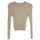 ASOS Womens Tan Ribbed Cropped Sweater Long Sleeve Pullover Sz 12