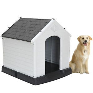 32'' All-Weather Pet Dog House Pet Shelter Waterproof Animal House Gray/Blue