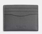 Coach Men's (or Women's) Pebble Leather Slim Card Case in industrious grey nwt