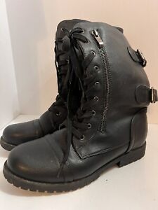 Dream Pairs Womens Combat Boots Size 8.5 Black Zip Lace Up Tread Dark Academia