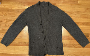 John Varvatos Cashmere and Silk Shawl Collar Cardigan Sweater, Gray, Mens M/L