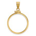 14k Yellow Gold 22mm Polished Screw Top Coin Bezel Pendant