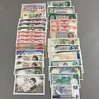 1970s Circulated Lot of 30 Foreign Banknotes World Paper Money Currency