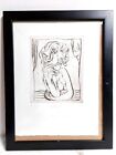 Pencil Signed Original Etching Picasso-esque Portrait of a Lady Framed