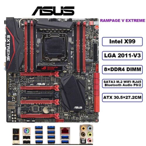ASUS RAMPAGE V EXTREME ATX Motherboard Intel X99 LGA2011-V3 DDR4 Wi-Fi Bluetooth